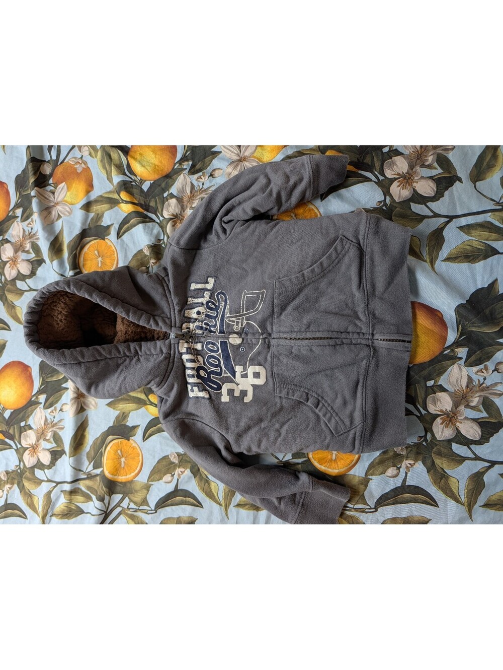 The Children's Place Boys Gray Football Rookie Zip-Up Hoodie – Size 12-18 Months
